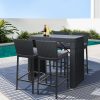 5-Piece Outdoor Bar Set Dining Table Stools Wicker Patio Setting