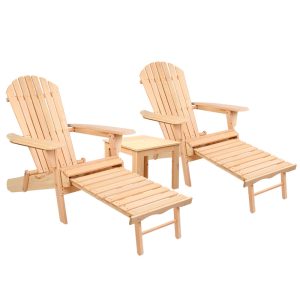 3 Piece Outdoor Beach Chair and Table Set