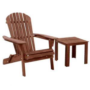 Adirondack Outdoor Chairs Wooden Foldable Beach Chair Patio Furniture Brown