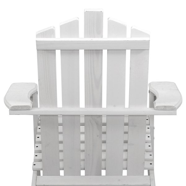 Outdoor Sun Lounge Beach Chairs Table Setting Wooden Adirondack Patio Lounges Chair – White