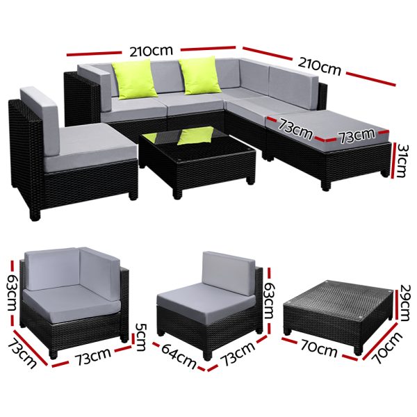 7-Piece Outdoor Sofa Set Wicker Couch Lounge Setting Seat Cover