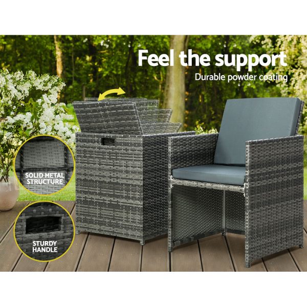 Recliner Chairs Sun Lounge Wicker Lounger Outdoor Furniture Patio Sofa – Grey