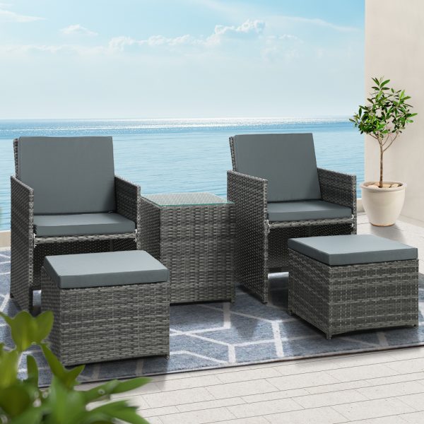 Recliner Chairs Sun Lounge Wicker Lounger Outdoor Furniture Patio Sofa – Grey