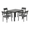 Outdoor Dining Set 5 Piece Aluminum Extendable Table Setting Black