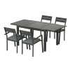 Outdoor Dining Set 5 Piece Aluminum Extendable Table Setting Black