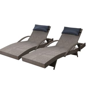 Outdoor Sun Lounge Furniture Day Bed Wicker Pillow Sofa Set