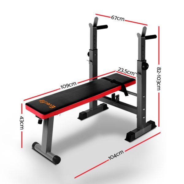 Multi-Station Weight Bench Press Weights Equipment Fitness Home Gym Red