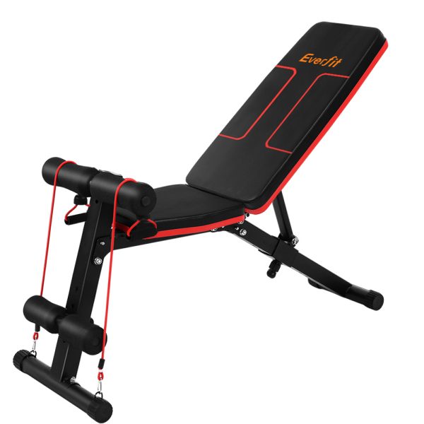 Adjustable FID Weight Bench Fitness Flat Incline Gym Home Steel Frame