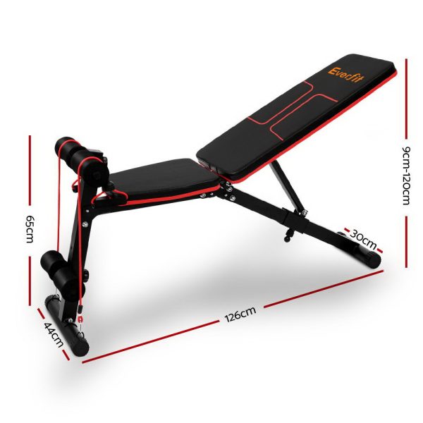 Adjustable FID Weight Bench Fitness Flat Incline Gym Home Steel Frame