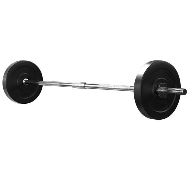 Barbell Weight Set Plates Bar Bench Press Fitness Exercise Home Gym 168cm – 18 kg