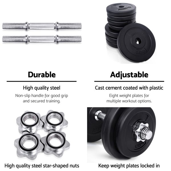 Dumbbells Dumbbell Set Weight Training Plates Home Gym Fitness Exercise – 20 KG