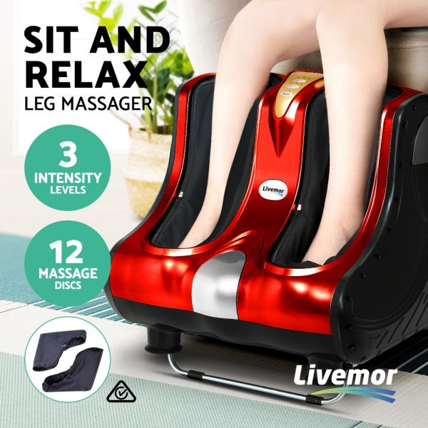 Foot Massager Ankle Calf Leg Massagers Shiatsu Kneading Rolling – Red