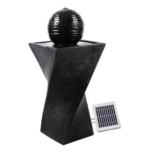 Solar Water Feature with LED Lights Black 85cm