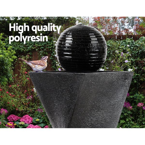 Solar Water Feature with LED Lights Black 85cm