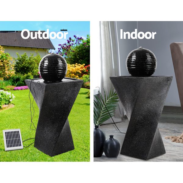 Solar Water Feature with LED Lights Black 85cm