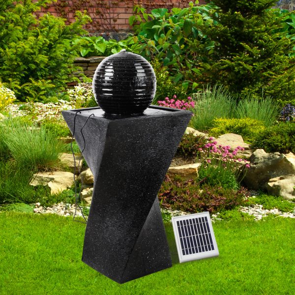 Solar Water Feature with LED Lights Black 85cm