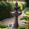 Solar Water Feature 3-Tiers Peacock 106cm