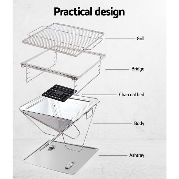 Fire Pit BBQ Grill with Carry Bag Camping