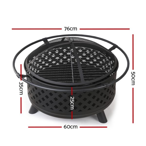 Fire Pit BBQ Grill Smoker Portable Outdoor Fireplace Patio Heater Pits – 76X76X50 cm