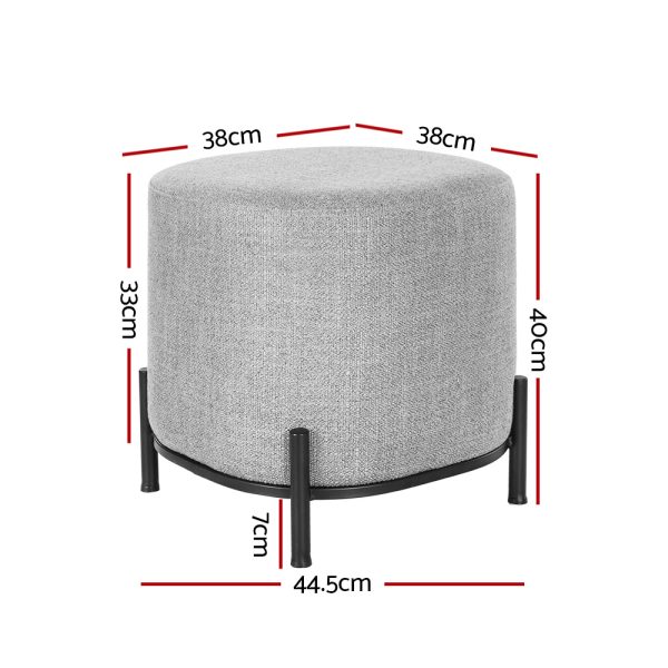 Ottoman Foot Stool Square Linen Grey