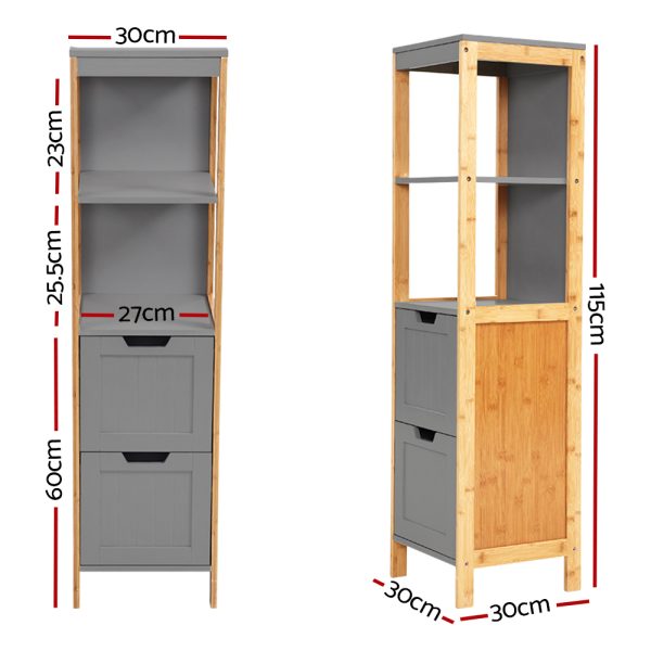 Bathroom Cabinet Tallboy Furniture Toilet Storage Laundry Cupboard 115cm