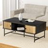 Coffee Table Sliding Drawer Door Black Boris