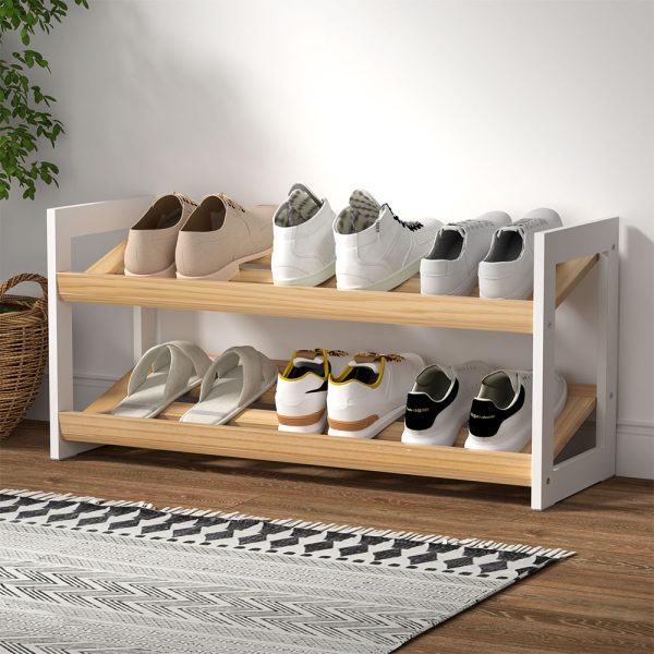 Shoe Rack 2 Tier 6 Pairs White Kara