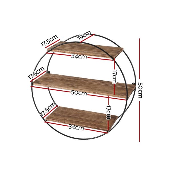 Floating Wall Shelf Round 3-Tier