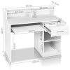 Computer Desk Shelf Drawer Cabinet White 100CM