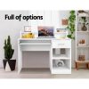 Computer Desk Shelf Drawer Cabinet White 100CM