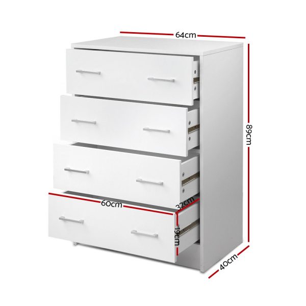 4 Chest of Drawers – ANDES White