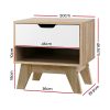 Bedside Table 1 Drawer with Shelf – IKER White & Oak