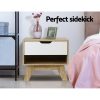 Bedside Table 1 Drawer with Shelf – IKER White & Oak