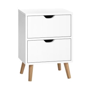 Bedside Table 2 Drawers - BODEN White