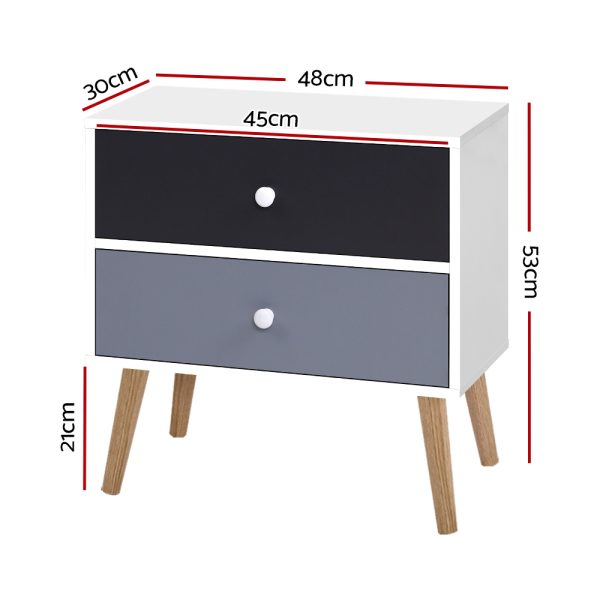 Bedside Table 2 Drawers – BONDS White