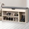 Shoe Rack Bench Shoe Cabinet 9 Pairs Pine Dora