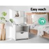 Bedside Table 1 Drawer with Shelves – EVERMORE White