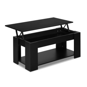 Lift Up Top Coffee Table Storage Shelf – Black