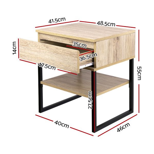 Bedside Table 1 Drawers with Shelf – CASEY