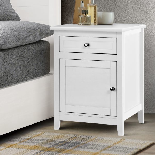 Bedside Tables Side Table Drawers Nightstand White