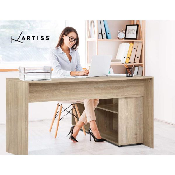 Office Computer Desk Corner Study Table Workstation Bookcase Storage – Oak