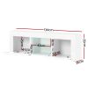 130cm High Gloss TV Stand Entertainment Unit Storage Cabinet Tempered Glass Shelf White