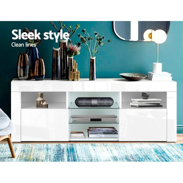 Artiss Entertainment Unit TV Cabinet LED 145cm White Angus