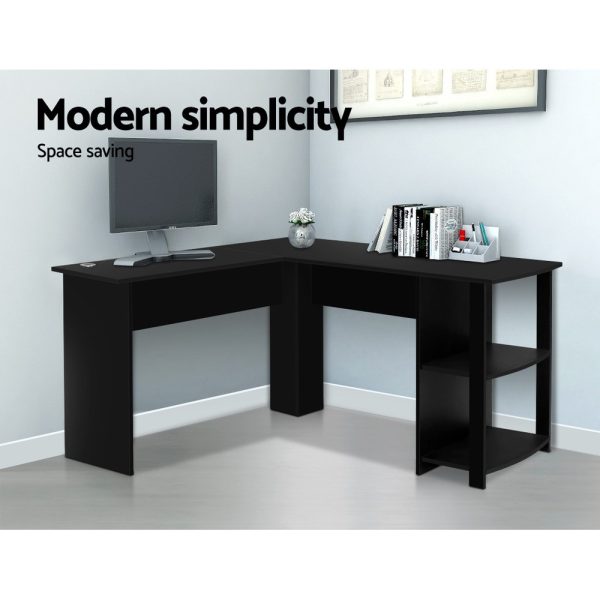 Office Computer Desk Corner Student Study Table Workstation L-Shape – Black