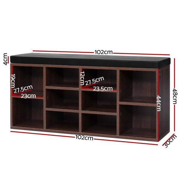 Shoe Cabinet Bench Shoes Storage Rack Organiser Shelf Cupboard Box Walnut