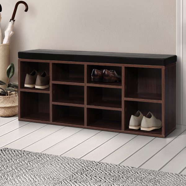 Shoe Cabinet Bench Shoes Storage Rack Organiser Shelf Cupboard Box Walnut