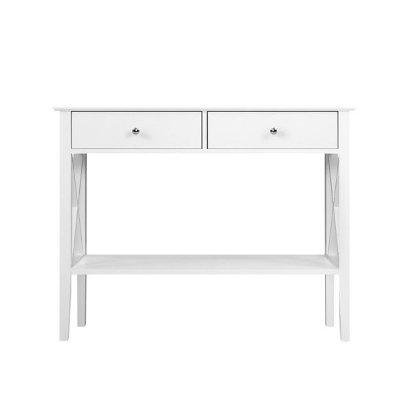 Console Table 2 Drawers 100CM White Chole