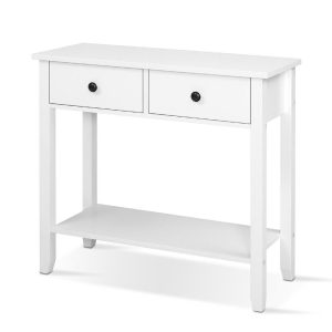 Hallway Console Table Hall Side Entry Drawers Display White Desk Furniture – 2 Drawer