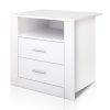 Bedside Table 2 Drawers with Shelf – TARA White