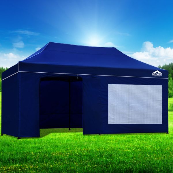 Gazebo Pop Up Marquee Folding Wedding Tent Gazebos Shade – 3×6 m, Blue